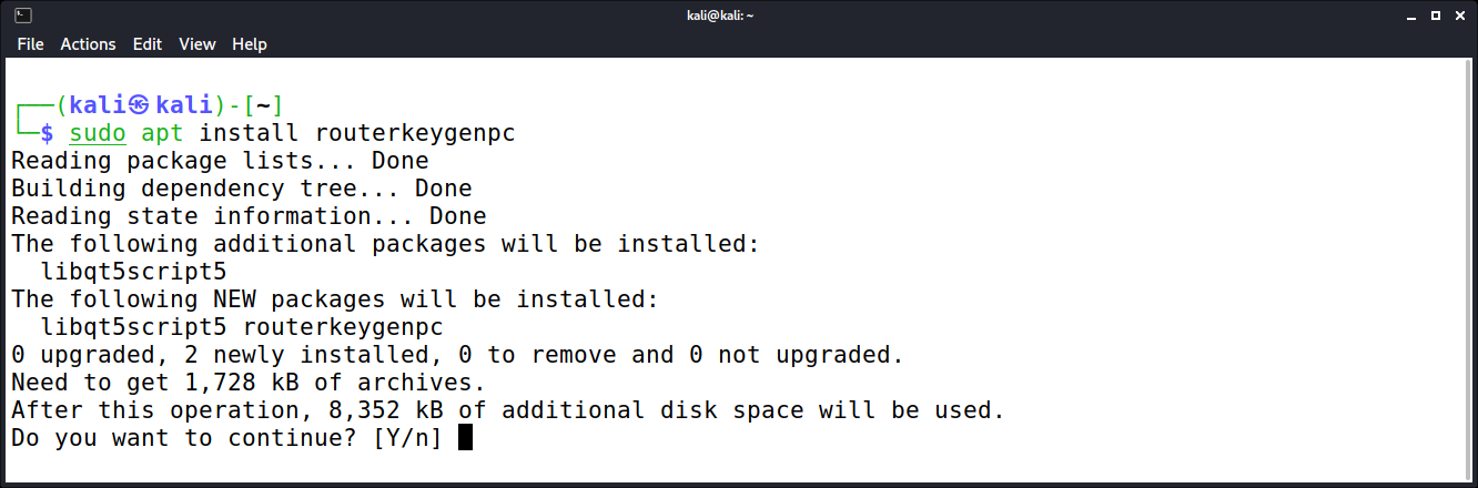 Installation von RouterKeygenPC unter Kali Linux 2021.3
