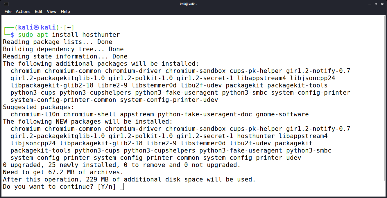 Installation des Tools HostHunter unter Kali Linux