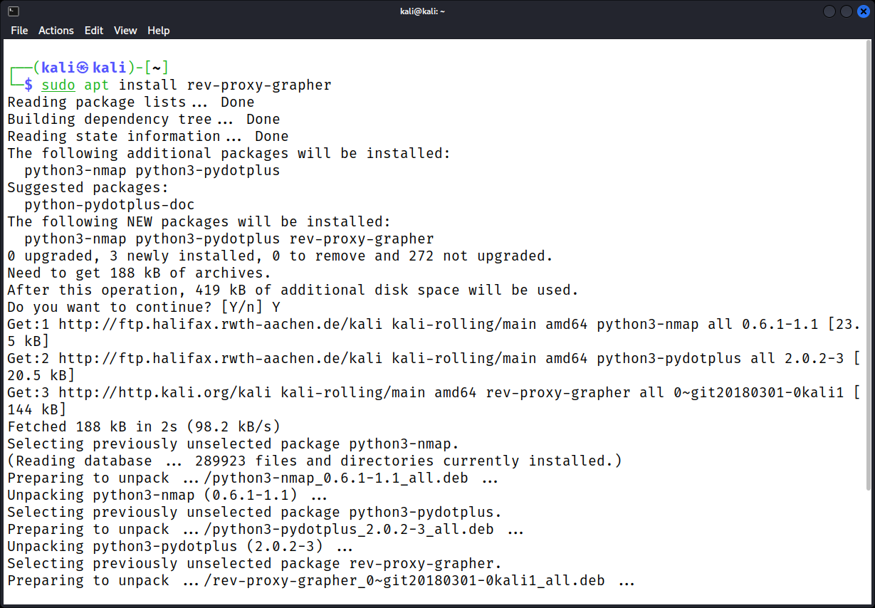 Installation des Tools Reverse Proxy Grapher unter Kali Linux 2021.4